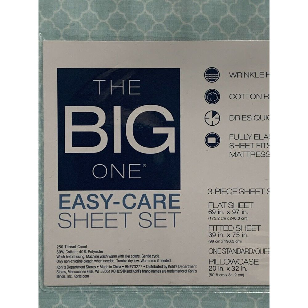 The Big One Twin Sheet Set - Blue Ditsy NWT - Picture 4 of 4